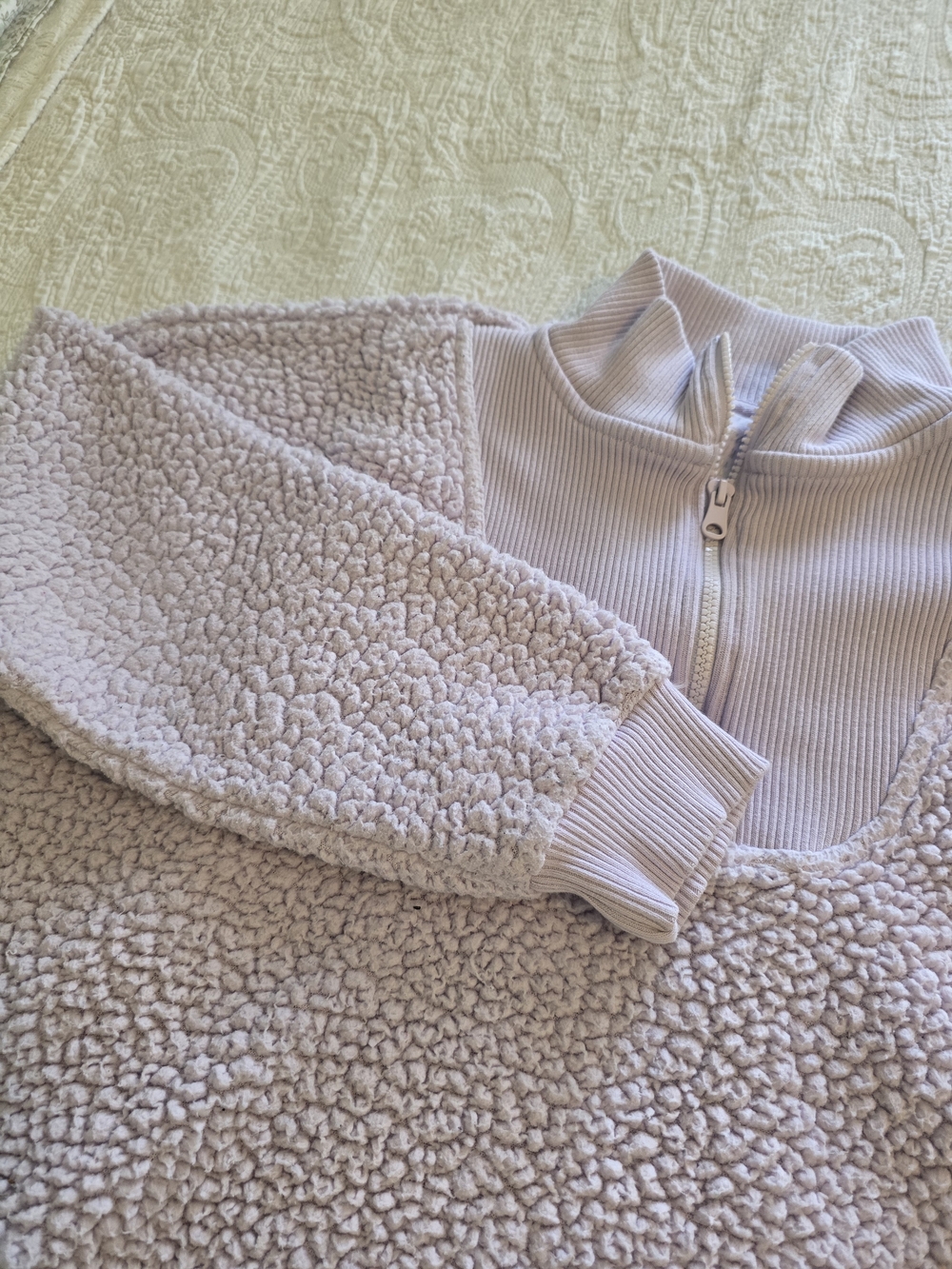 aerie Lavender Fleece Quarter-Zip Cozy Pull Over Fall Jacket